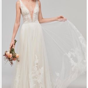 Philomena deep V neck wedding gown